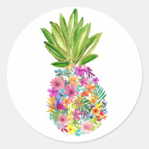 Sticker Rond Anniversaire de l'ananas, Luau, Anniversaire de l'