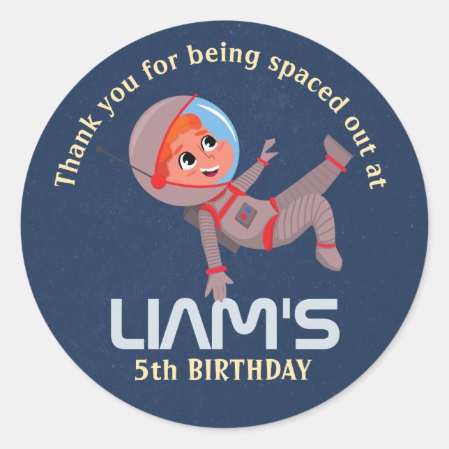Sticker Rond Anniversaire de l'astronaute (Devant)