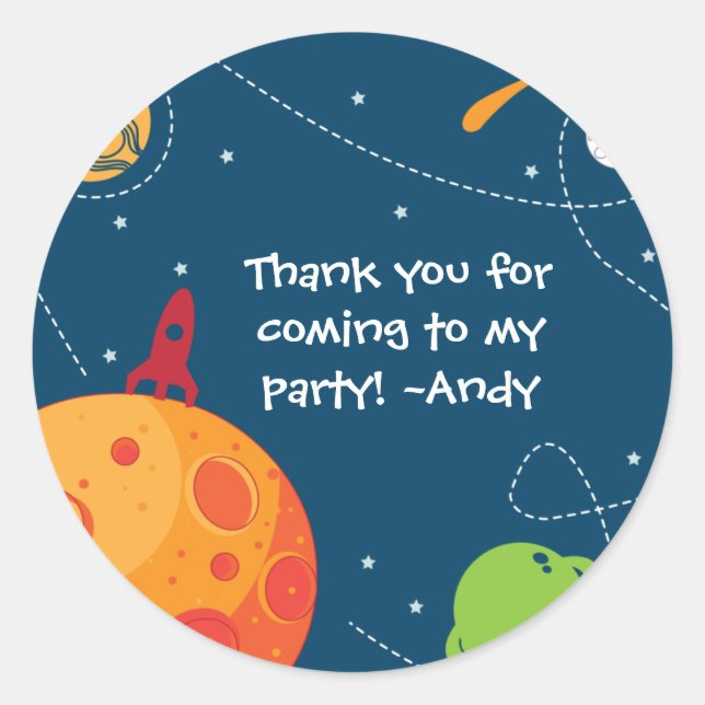 Sticker Rond Anniversaire de l'astronaute spatial Favoriser l'é (Devant)