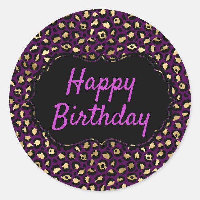 Sticker Rond Anniversaire de l'Empreinte de léopard pourpre et  (Devant)