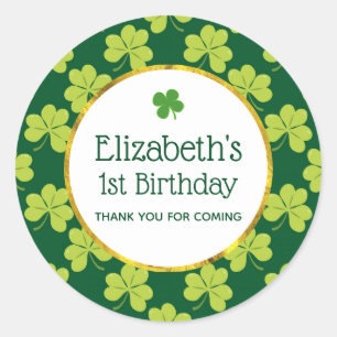 Sticker Rond Anniversaire de l'Shamrock de Clover Vert