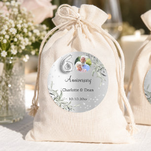 Sticker Rond anniversaire de mariage de 60 ans argent diamants