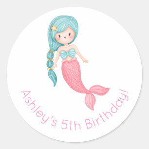 Sticker Rond Anniversaire de Mermaid