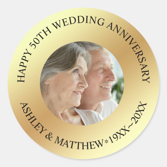 Sticker Rond Anniversaire de photo personnalisée (Devant)
