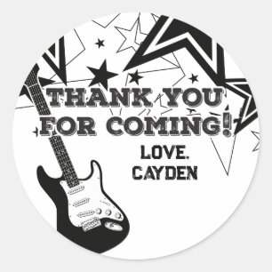 Sticker Rond Anniversaire de Rock Star Guitare étoiles noires e