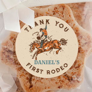 Sticker Rond Anniversaire de Western Rodeo Cowboy