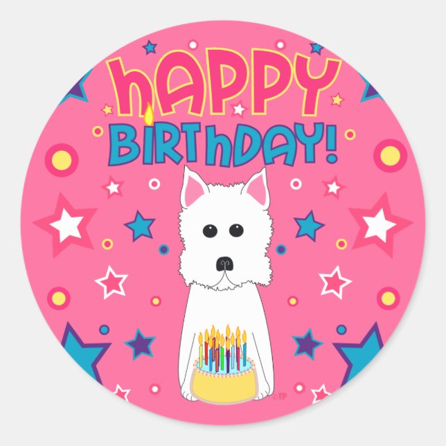 Sticker Rond Anniversaire de Westie (Devant)