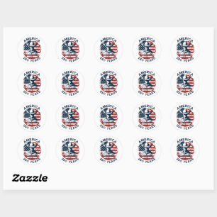 Sticker Rond Anniversaire des 250 ans d'Amérique Cowboy 1776-20