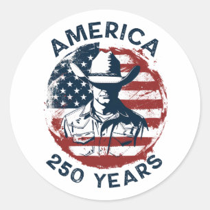 Sticker Rond Anniversaire des 250 ans d'Amérique Cowboy 1776-20