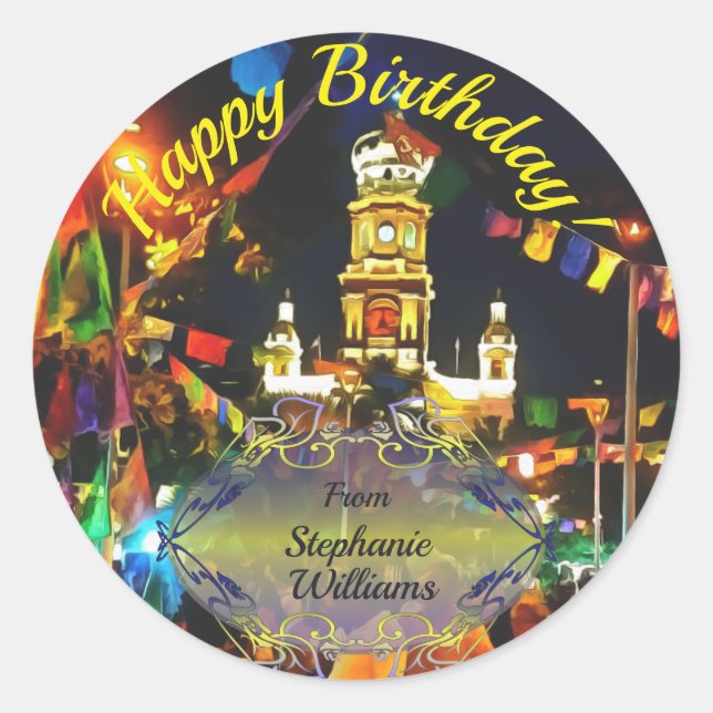 Sticker Rond Anniversaire Dia de Los Muertos PV-190130 (Devant)