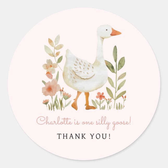 Sticker Rond Anniversaire d'Oie sotte rose (Devant)