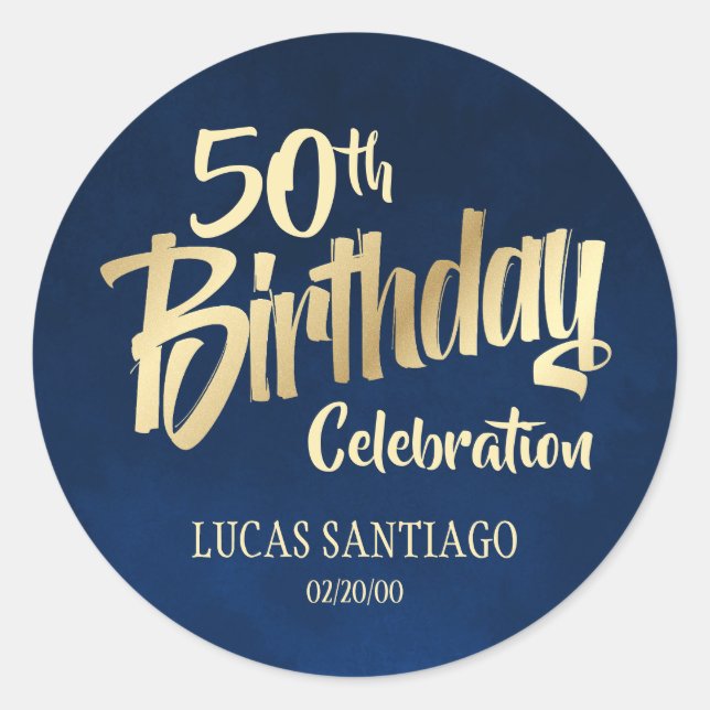 Sticker Rond Anniversaire d'or de la marine masculine (Devant)