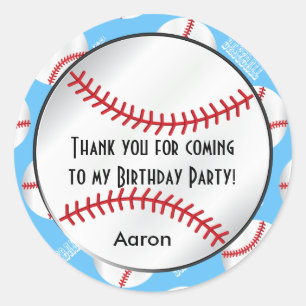 Sticker Rond Anniversaire du baseball   Bleu bébé   MERCI