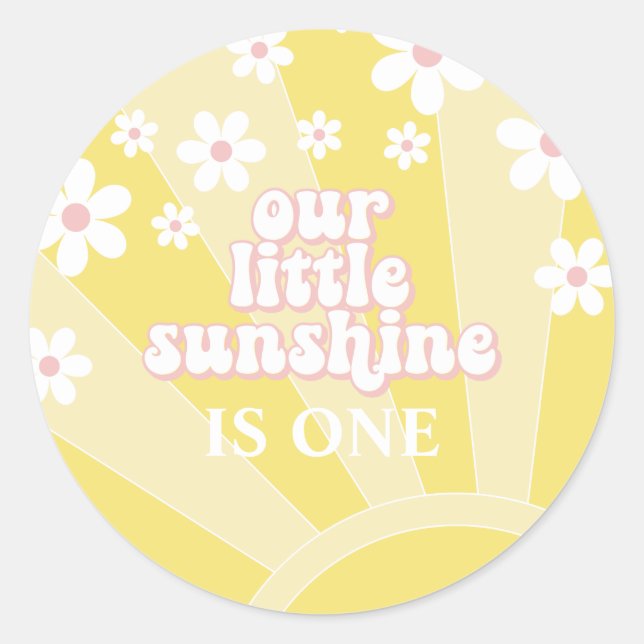 Sticker Rond Anniversaire du boho Retro Sunshine (Devant)