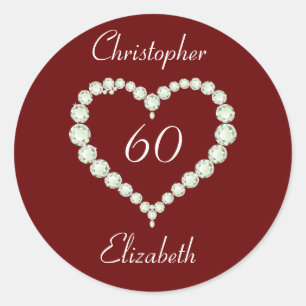 Sticker Rond Anniversaire du diamant du coeur de l'amour