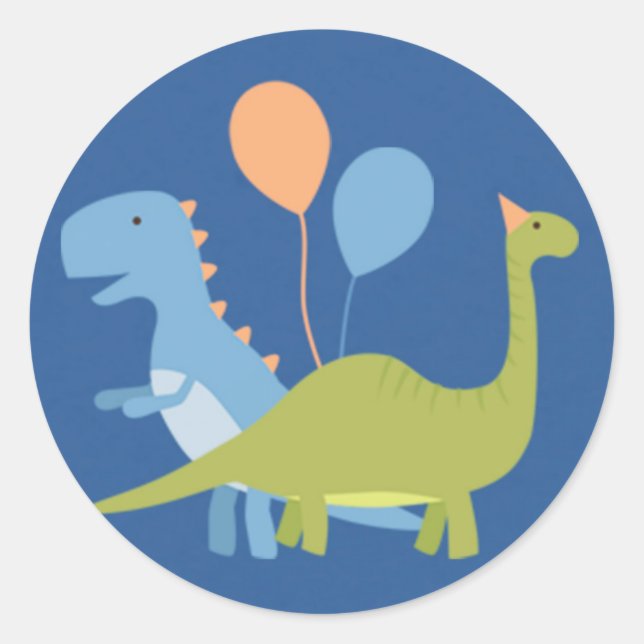 Sticker Rond Anniversaire du garçon - Stompe de dinosaure - Sce (Devant)