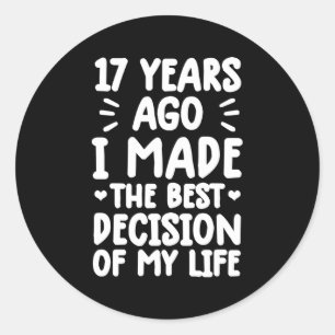 Sticker Rond Anniversaire Du Mariage Marié De 17 Ans