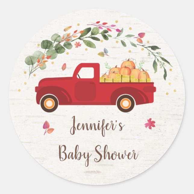 Sticker Rond Anniversaire du petit camion Citrouille (Devant)