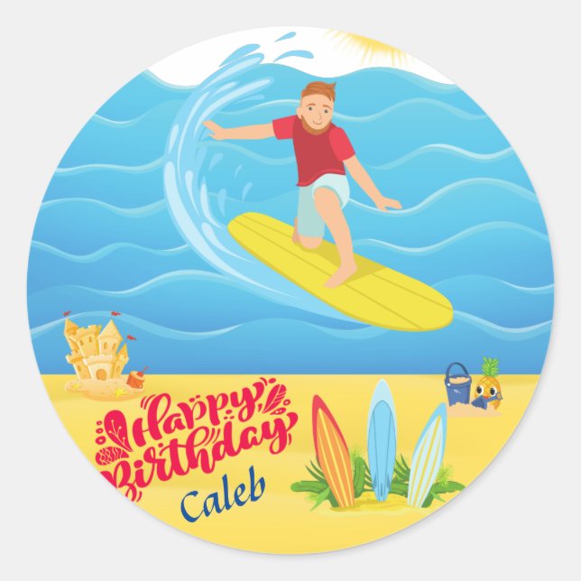 Sticker Rond Anniversaire du surf (Devant)