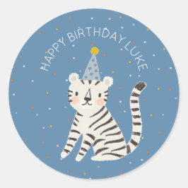 Sticker Rond Anniversaire du tigre blanc
