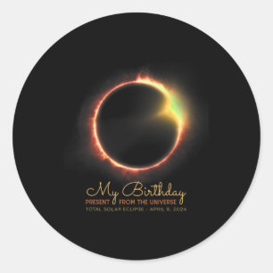 Sticker Rond Anniversaire Éclipse solaire 2024 Avril 8 Total Éc