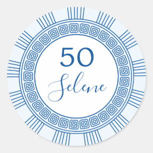 Sticker Rond Anniversaire élégant grec ou romain avec des coule