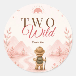 Sticker Rond Anniversaire enfant exploratrice boho rose
