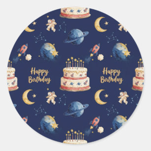Sticker Rond Anniversaire Enfants Aventure Spatiale