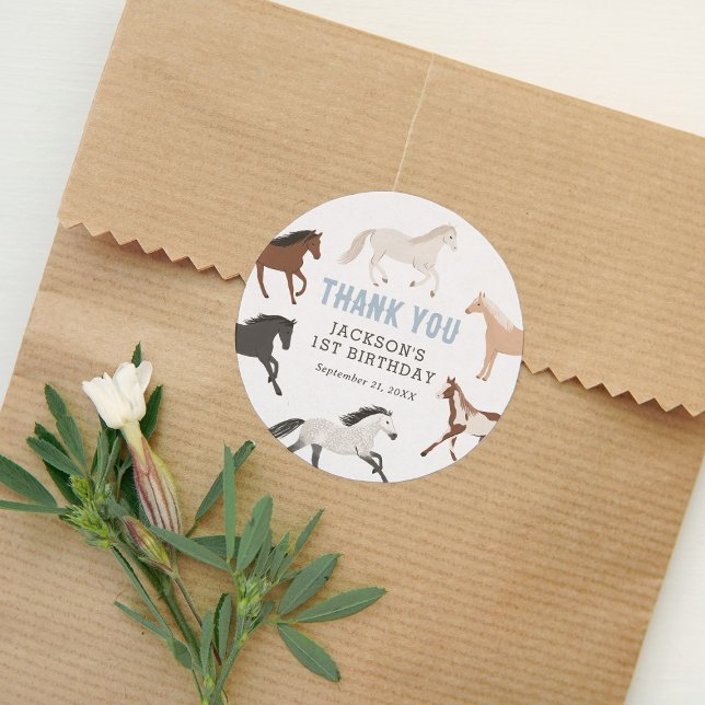 Sticker Rond Anniversaire équestre du Cheval Cowboy (Créateur téléchargé)