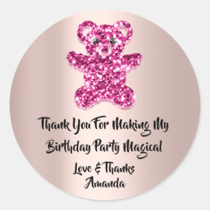 Sticker Rond Anniversaire Faveur Parties scintillant rose étinc