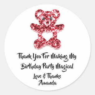 Sticker Rond  Anniversaire FaveurRouge Parties scintillant Coeu