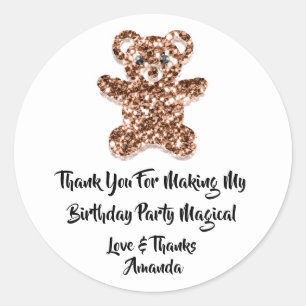 Sticker Rond Anniversaire Favoriser Parties scintillant Brown S