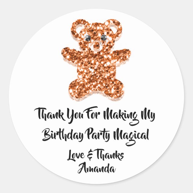 Sticker Rond Anniversaire Favoriser Parties scintillant Orange  (Devant)