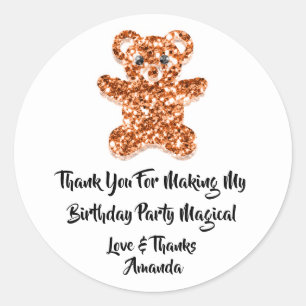 Sticker Rond Anniversaire Favoriser Parties scintillant Orange 