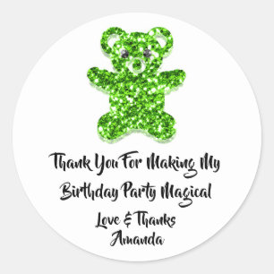 Sticker Rond Anniversaire Favoriser Parties scintillant Vert Do