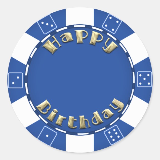 Sticker Rond Anniversaire fête ajouter âge poker puce autocolla (Devant)