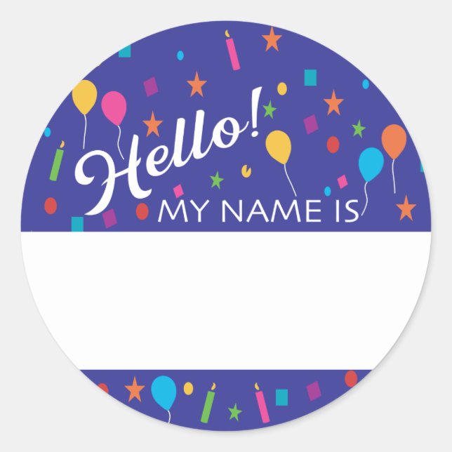 Sticker Rond Anniversaire Fête Bonjour Nom Balise (Devant)