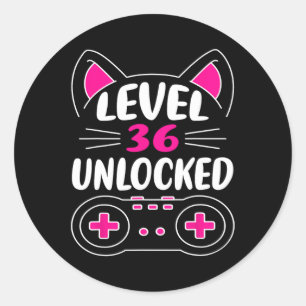 Sticker Rond Anniversaire Fille Amoureux des chats Vidéo Niveau