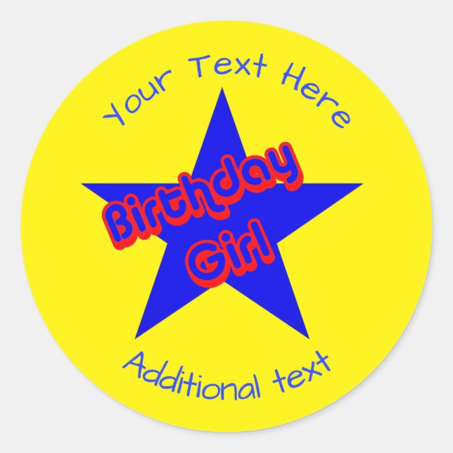 Sticker Rond Anniversaire fille mignonne personnalisée (Devant)