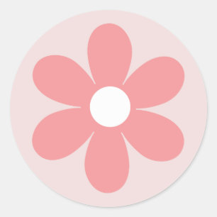 Sticker Rond anniversaire floral bohème marguerite rose