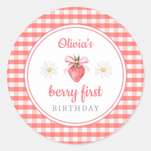 Sticker Rond Anniversaire fraise 1 an Première fete d'anniversa