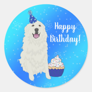Sticker Rond Anniversaire Grand Pyrénées Mountain Dog Classic