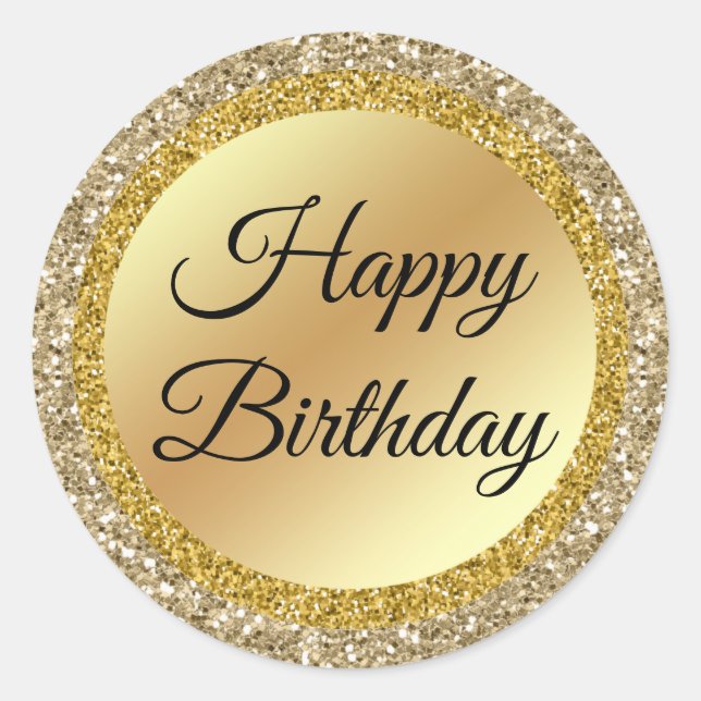 Sticker Rond anniversaire heureux, arrière - plan de luxe or, c (Devant)