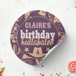 Sticker Rond "Anniversaire Hullabaloo" Western Cowboy Party