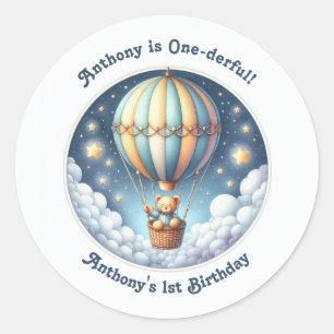 Sticker Rond Anniversaire incroyable de 1 an en montgolfière