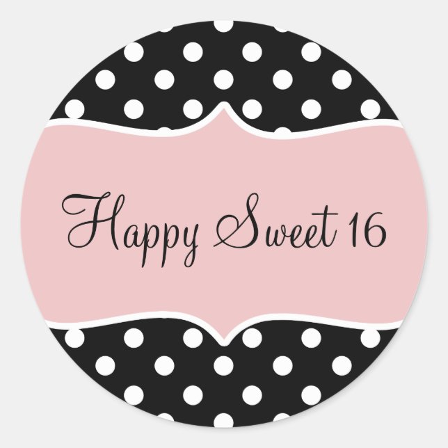 Sticker Rond Anniversaire Joyeux Sucré 16 (Devant)