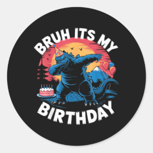 Sticker Rond Anniversaire Kaiju Japon Monstre Dinosaure Bruh