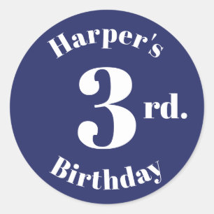 Sticker Rond Anniversaire marine bleu Personnalisé nom nombre e