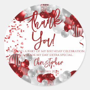 Sticker Rond Anniversaire Merci Ballons Favoriser