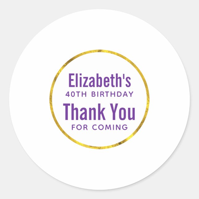 Sticker Rond anniversaire merci pour le modèle (Devant)